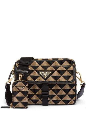 Prada Borsa da viaggio Symbole con ricamo - F0Y30 Black/Beige