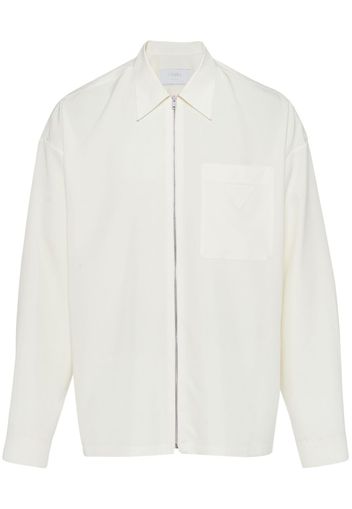 Prada zip-up silk jacket - Bianco
