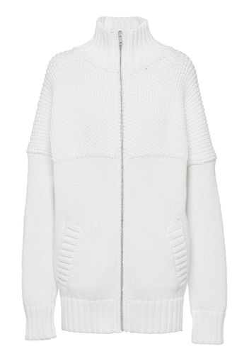 Prada Cardigan con zip - Bianco