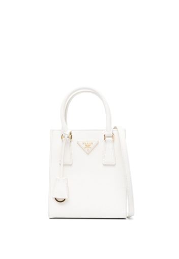 Prada triangle-logo leather tote bag - Toni neutri