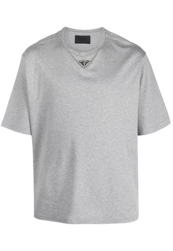Prada triangle-logo cotton T-shirt - Grigio