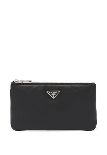 Prada Triangle-logo leather zip-up pouch - Nero