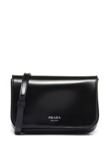 Prada logo-stamp leather messenger bag - Nero