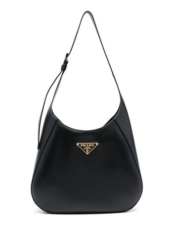 Prada triangle-logo leather shoulder bag - Nero