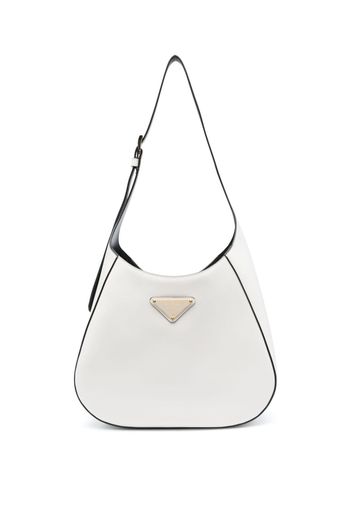 Prada triangle-logo leather shoulder bag - Bianco