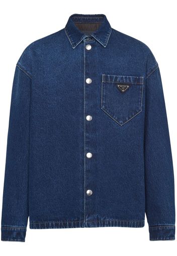 Prada triangle-logo denim jacket - Blu