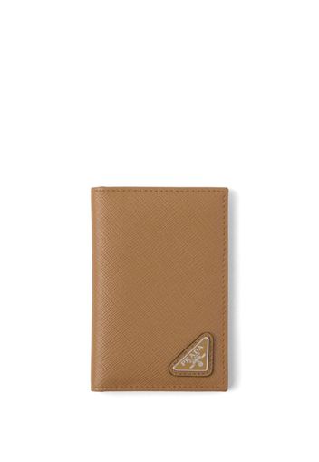 Prada triangle-logo leather cardholder - Toni neutri