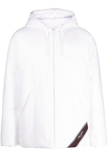 Prada logo-print hooded down jacket - Bianco