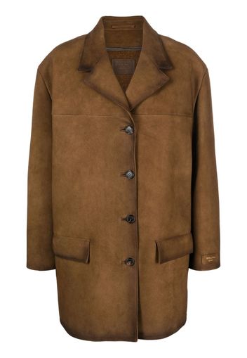 Prada single-breasted suede coat - Marrone