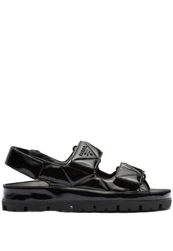 Prada logo-lettering quilted sandals - Nero