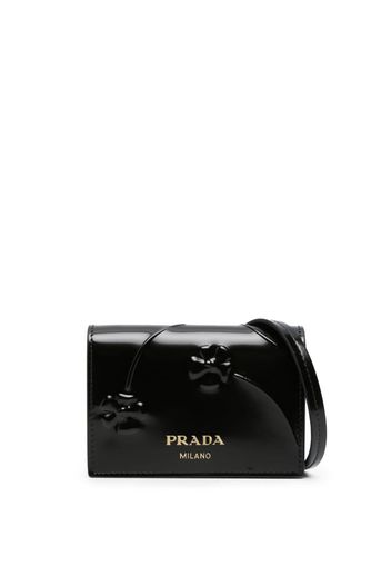 Prada floral-debossed leather wallet - Nero