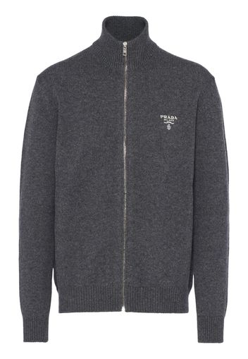 Prada logo-embroidered cashmere sweatshirt - Grigio