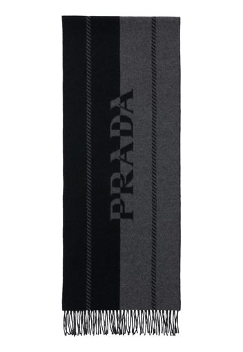 Prada logo-intarsia wool scarf - Grigio