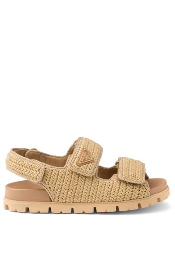 Prada logo-plaque woven sandals - Toni neutri