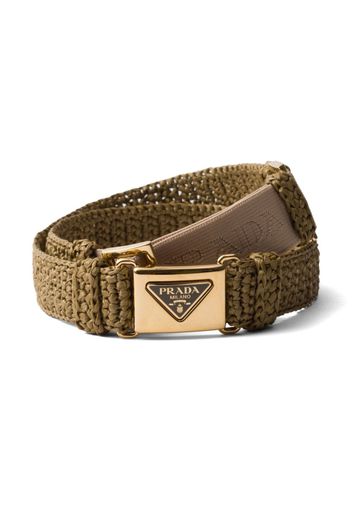 Prada triangle-logo crochet belt - Verde