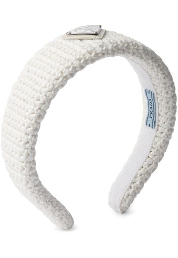 Prada logo-plaque crochet headband - Bianco