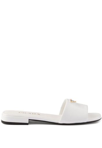 Prada Saffiano patent leather slides - Bianco