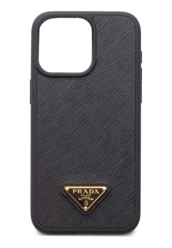 Prada triangle-logo iPhone 15 Pro Max case - Nero
