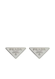 Prada Symbole triangle-logo stud earrings - Bianco