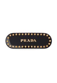 Prada logo-print studded hair clip - Nero