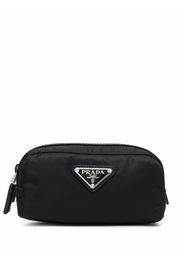 Prada triangle logo plaque wash bag - Nero