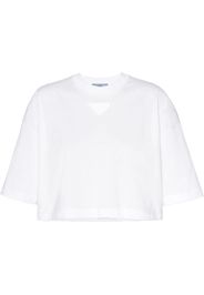 Prada cropped triangle-logo T-shirt - Bianco