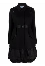 Prada nylon-panel belted coat - Nero