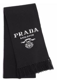 Prada intarsia-knit logo scarf - Nero