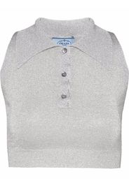 Prada metallic-threading crop top - Grigio