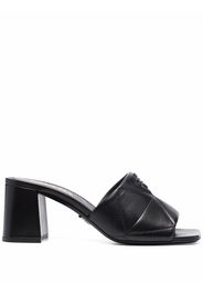 Prada 65mm logo-detail quilted leather mules - Nero