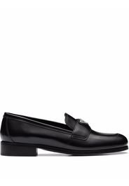 Prada logo-plaque leather loafers - Nero