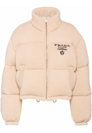 Prada logo-detail cashmere padded jacket - Toni neutri