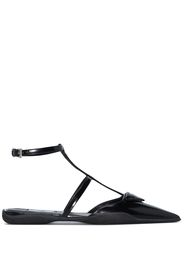 Prada triangle-logo flat leather pumps - Nero