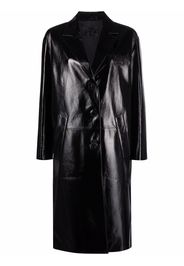 Prada logo embossed leather coat - Nero