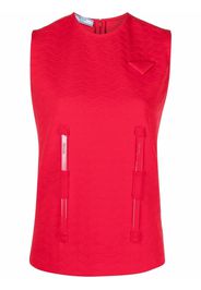 Prada embroidered-logo jacquard tank top - Rosso