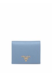 Prada logo-lettering compact wallet - Blu