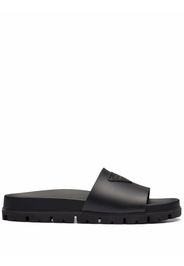 Prada triangle-logo pool slides - Nero