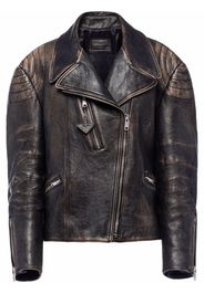 Prada Giacca biker con effetto schiarito - Nero