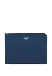 Prada logo plaque document case - Blu