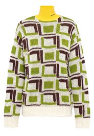 Prada intarsia knit turtleneck wool sweater - Verde