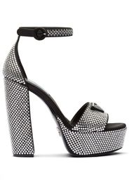 Prada crystal-studded 135mm satin platform sandals - Nero