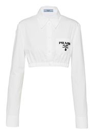 Prada embroidered-logo cropped shirt - Bianco