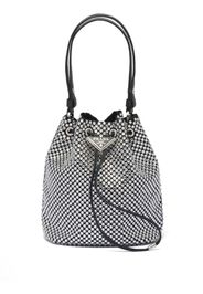 Prada mini crystal-embellished satin bucket bag - Nero