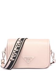 Prada logo-plaque leather shoulder bag - Rosa