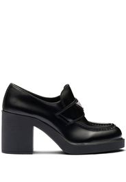 Prada brushed leather 85mm heeled loafers - Nero