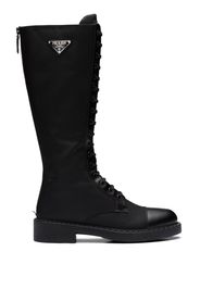 Prada Brushed-Leather lace-up boots - Nero