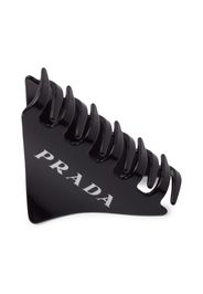 Prada logo-printed triangle hair clip - Nero