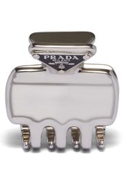 Prada triangle-logo claw hair clip - Argento