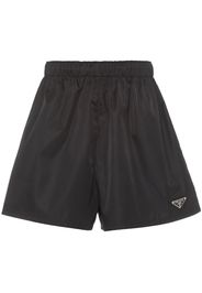 Prada enamelled-logo re-nylon shorts - Nero