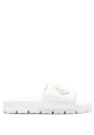 Prada Sandali slides con placca logo - Bianco